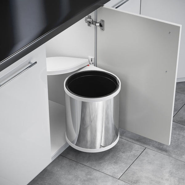 Hailo Rvs/Wit Mono - 15 liter Hailo Afvalsysteem voor draaideurkasten