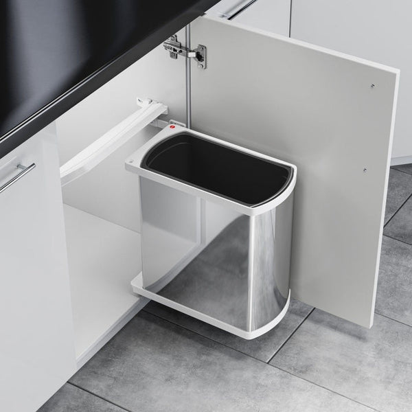 Hailo Rvs/Wit Uno-Automatic - 18 liter Hailo Afvalsysteem voor draaideurkasten