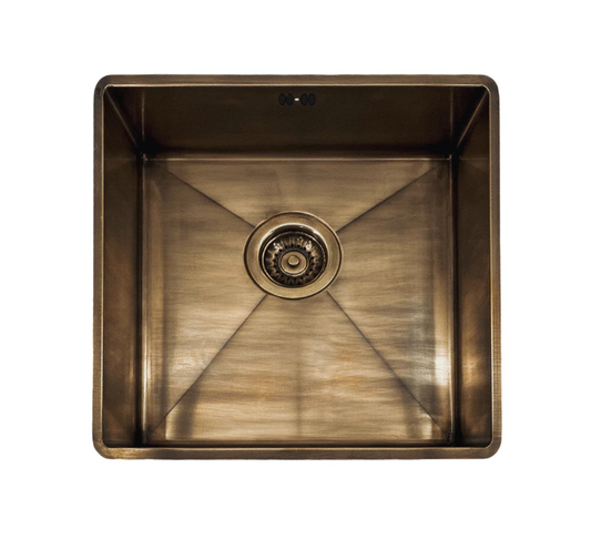 Frenkie Enkele Spoelbak 40x40 Messing Patina – Onderbouw – Vlakbouw – Opbouw