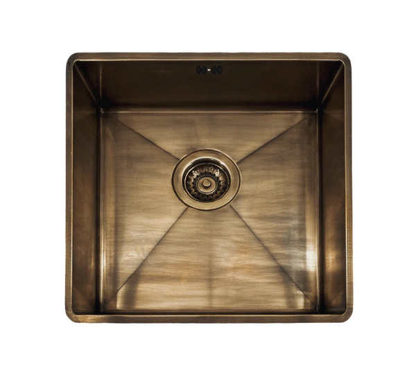 Frenkie Enkele Spoelbak 40x40 Messing Patina – Onderbouw – Vlakbouw – Opbouw