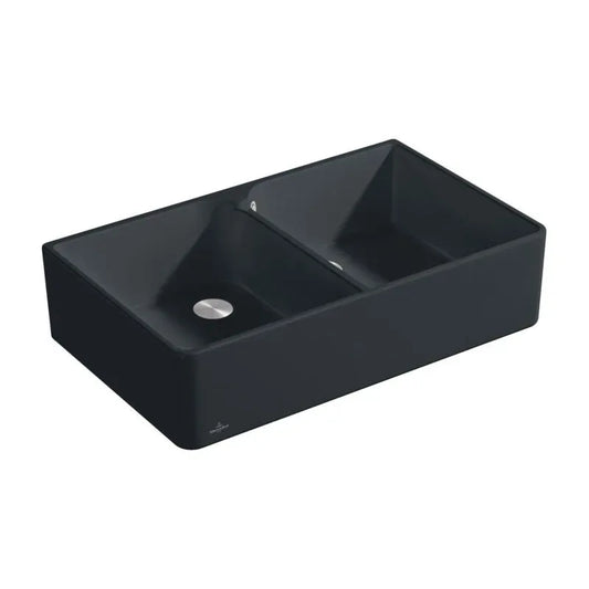 Villeroy & Boch 90 X Dubbele Spoelbak Keramisch Ebony