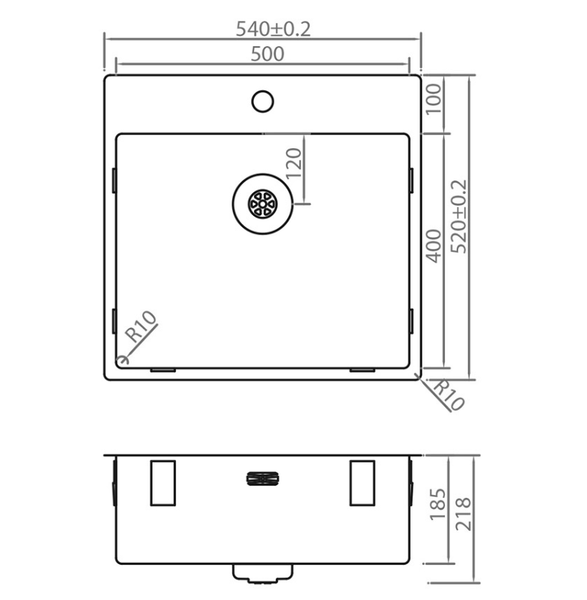 CARESSI Enkele Spoelbak CAPP50KR10G Goud