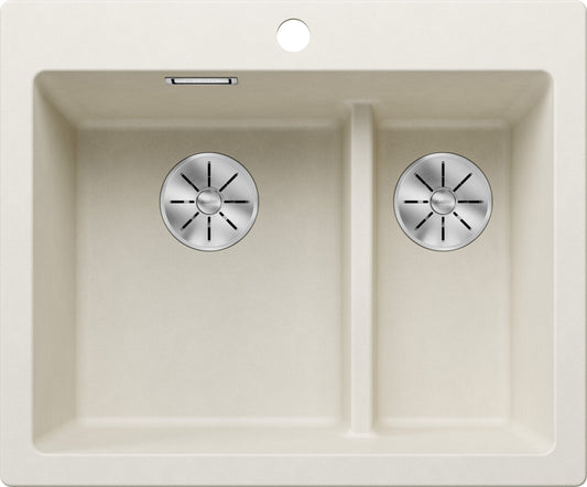 Blanco Pleon 6 Split 527139 Anderhalve Keukenspoelbak Links Silgranit Zacht Wit Opbouw