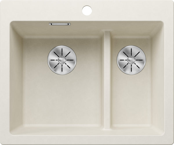 Blanco Pleon 6 Split 527139 Anderhalve Keukenspoelbak Links Silgranit Zacht Wit Opbouw