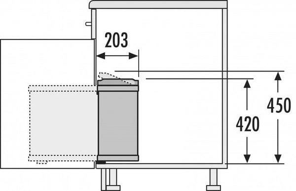 Hailo Rvs/Wit Uno-Automatic - 18 liter Hailo Afvalsysteem voor draaideurkasten