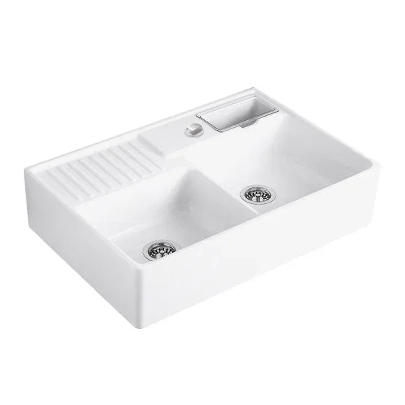 Villeroy & Boch 632391R1 Dubbele Spoelbak Keramisch Wit Inclusief Draaiknopbediening