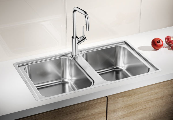 Blanco Lemis 8-IF 523039 Dubbele Keukenspoelbak RVS Vlakbouw Of Opbouw