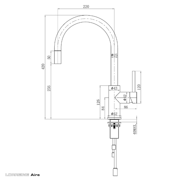 Lorreine Aire RVS Keukenkraan