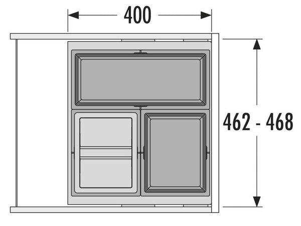 Hailo Cargo - Synchro - Front - 44 Liter Donkergrijs Voor frontdeurkasten
