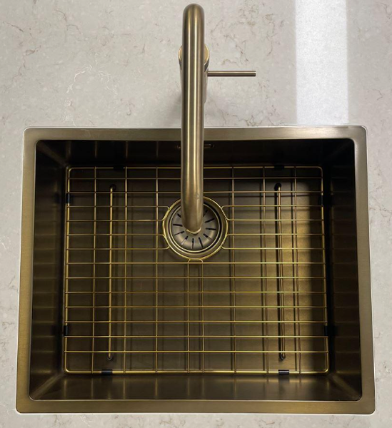 Lorreine 40SP-Messing Patina Enkele Spoelbak 40 x 40 Speciaal Voor Quooker Messing Patina Onderbouw – Vlakbouw – Opbouw