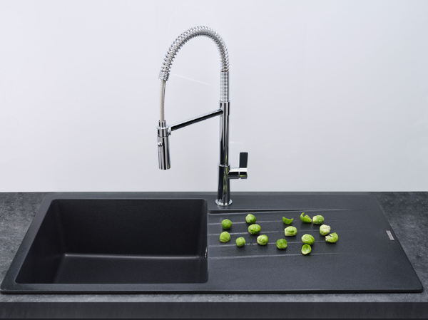 Reginox Harlem 10 Black Silvery R31254 Enkele Keukenspoelbak Graniet Opbouw