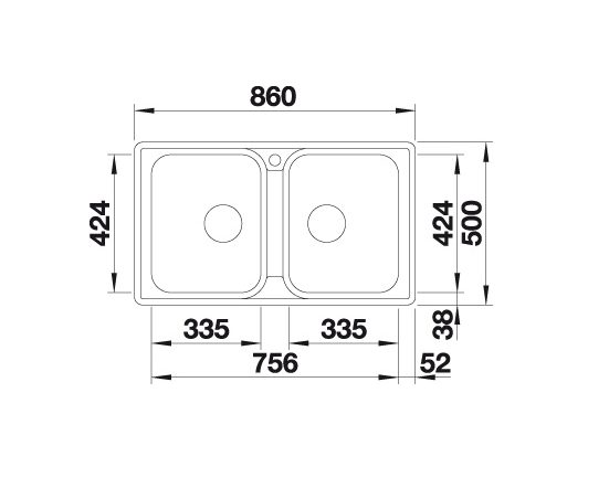 Blanco Lemis 8-IF 523039 Dubbele Keukenspoelbak RVS Vlakbouw Of Opbouw