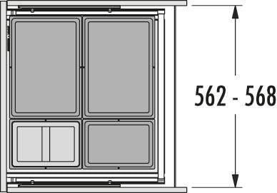 Hailo AS Allegro 295 18/18/8/8 – 52L vierdelige afvalbak systeem donkergrijs