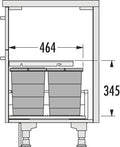 Hailo AS Allegro 295 18/18/8/8 – 52L vierdelige afvalbak systeem donkergrijs