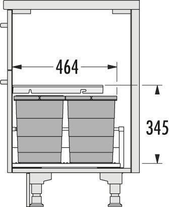 Hailo AS Allegro 295 18/18/8/8 – 52L vierdelige afvalbak systeem donkergrijs