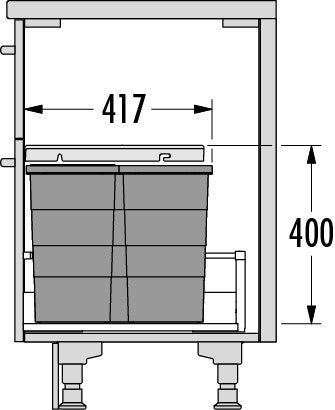 Hailo AS Allegro 350 28/13/13 – 54L drievoudige ladeafvalsysteem donkergrijs