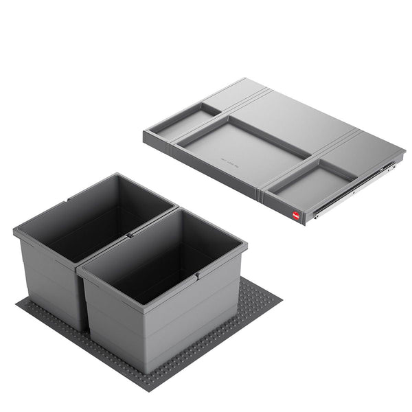 Hailo AS Allegro 220 14/14 – 28L dubbele afvalbak systeem donkergrijs