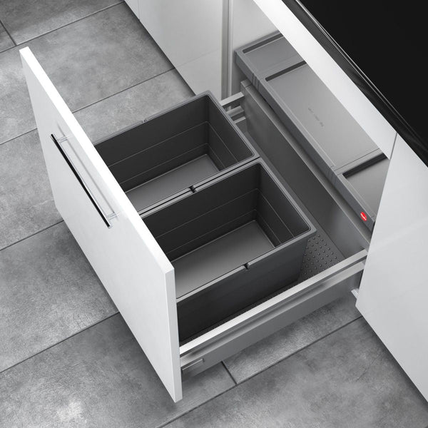 Hailo AS Allegro 220 14/14 – 28L dubbele afvalbak systeem donkergrijs