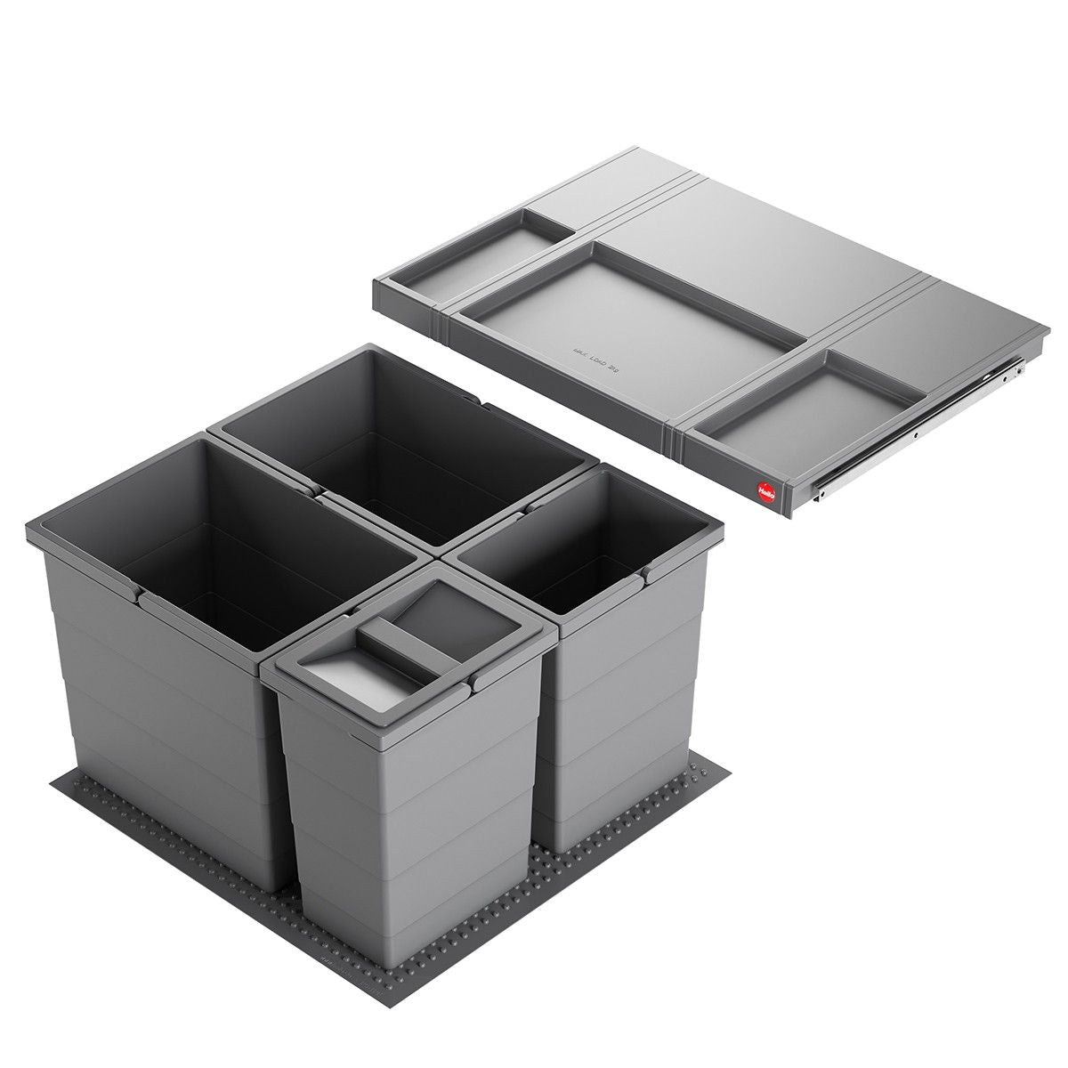 Hailo AS Allegro 295 18/18/8/8 – 52L vierdelige afvalbak systeem donkergrijs