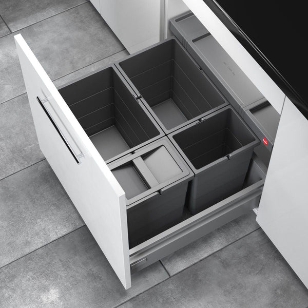 Hailo AS Allegro 295 18/18/8/8 – 52L vierdelige afvalbak systeem donkergrijs