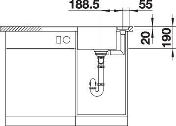 BLANCO AXIA III 45 S-F spoelbak Graniet zwart 525843