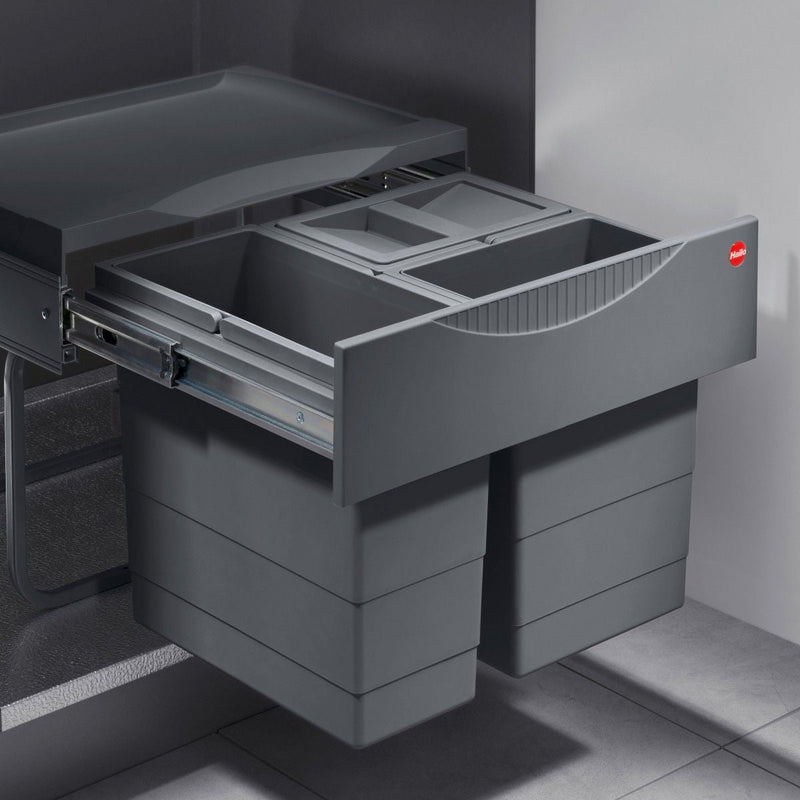 Hailo AS Raumspar Tandem S 12/8/8/D – schommeluitafvalbak systeem donkergrijs