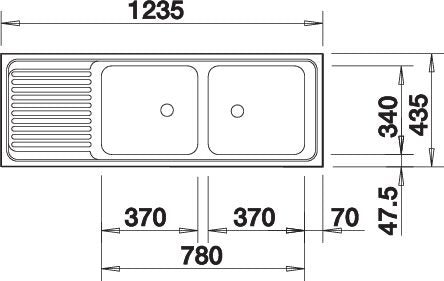 BLANCO TOP EZS 12 x 4 - 2 spoelbak RVS 500374