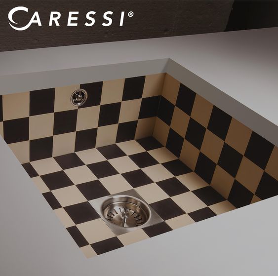 CARESSI CATO4040 geruite spoelbak 395x395mm onderbouw