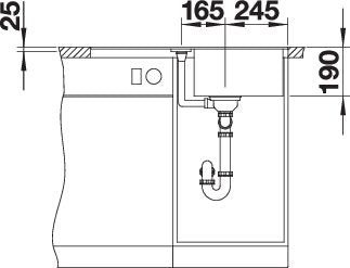 BLANCO METRA 45 S-F spoelbak Graniet zwart 525917