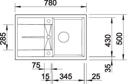 BLANCO METRA 45 S spoelbak Graniet zwart 525915