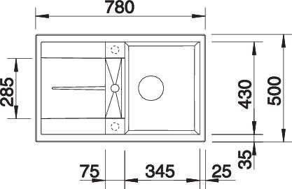 BLANCO METRA 45 S spoelbak Graniet zwart 525914