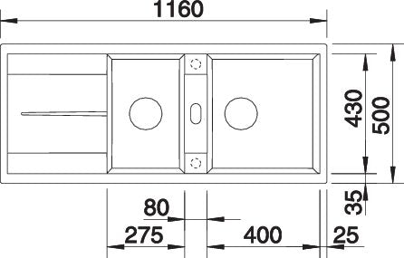 BLANCO METRA 8 S spoelbak Graniet zwart 525934