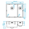 CARESSI Anderhalve Spoelbak CAPP3415R10CO Koper Links