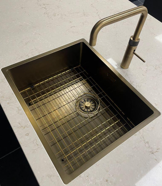 Lorreine 50SP-Messing Patina Enkele Spoelbak 50 x 40 Speciaal Voor Quooker Messing Patina Onderbouw – Vlakbouw – Opbouw