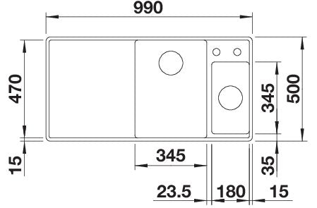 BLANCO AXIA III 6 S-F spoelbak Graniet zwart 525855