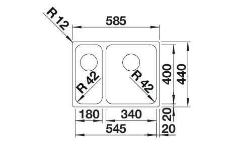 BLANCO SOLIS 340/180-IF Spoelbak RVS 526131