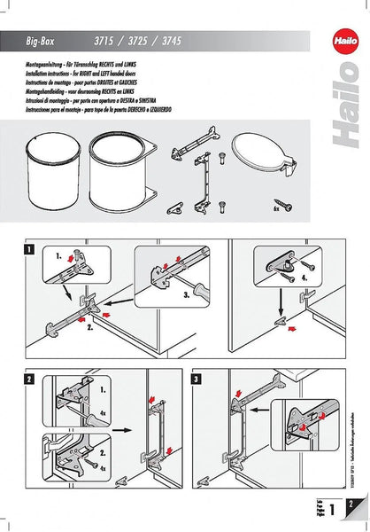 Hailo Zilvergrijs/Zwart Big-Box - 15 liter Hailo Afvalsysteem voor draaideurkasten