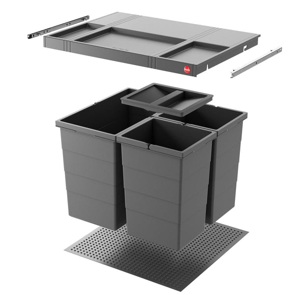 Hailo AS Allegro 350 28/13/13 – 54L drievoudige ladeafvalsysteem donkergrijs