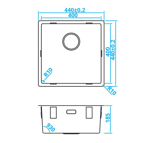 CARESSI CABLPP40R10 spoelbak Basic Line RVS