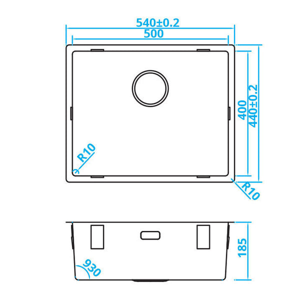 CARESSI CABLPP50R10 spoelbak Basic Line RVS