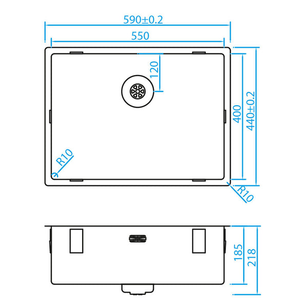 CARESSI CAPP55R10 spoelbak RVS