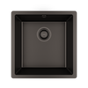 Zwarte Spoelbak Graniet 40x40cm onderbouw opbouw met zwarte plug