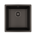 Zwarte Spoelbak Graniet 40x40cm onderbouw opbouw met zwarte plug