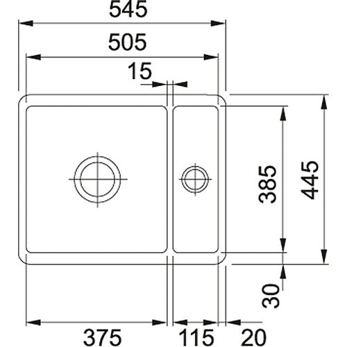 Franke KBK 160 Spoelbakken Pearlgrey mat 1260380347