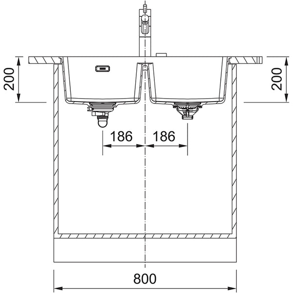 Franke MRG 220/120-35-35 Spoelbakken Mat zwart 1350667734