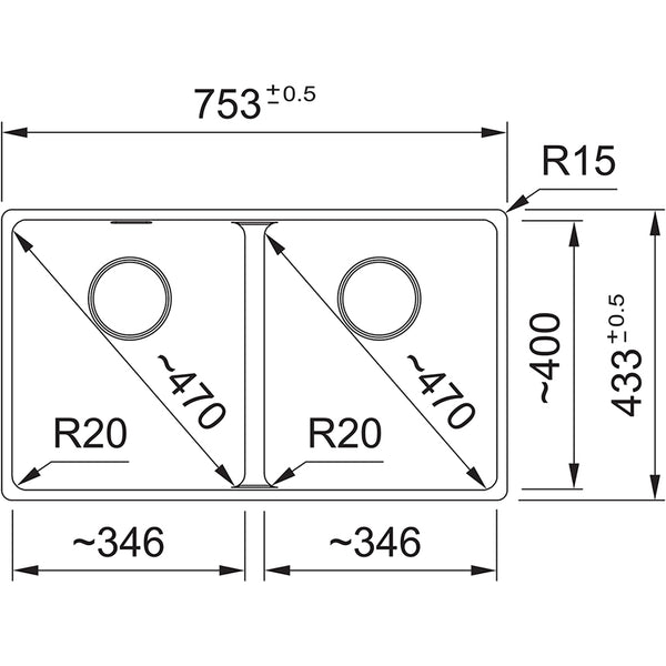 Franke MRG 220/120-35-35 Spoelbakken Mat zwart 1350667734