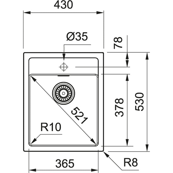 Franke SID 610.40 TH Spoelbakken Carbon black 1140568053