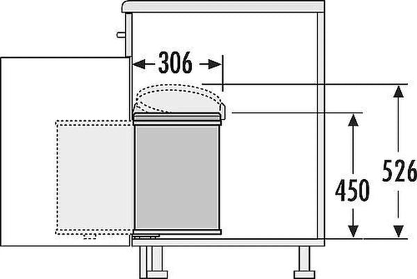 Hailo Big-Box in het wit- 20 liter Hailo Afvalsysteem voor draaideurkasten