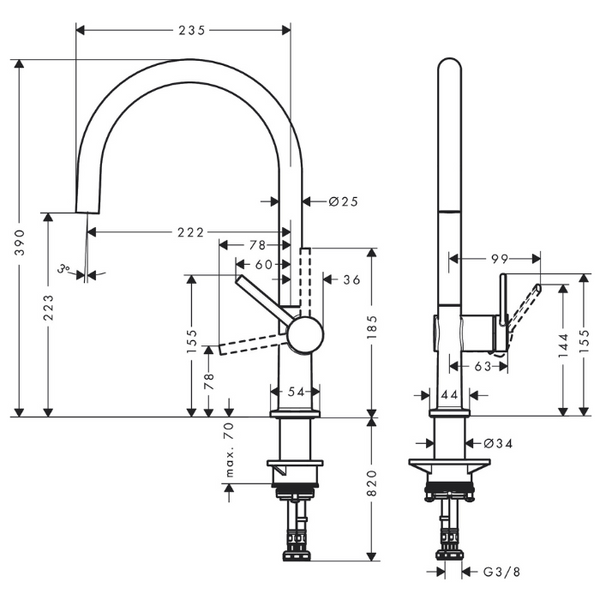 Hansgrohe Talis M54 72804 Mat zwart Keukenkraan Vaste uitloop Rond