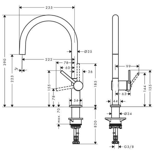 Hansgrohe Talis M54 72804 Chroom Keukenkraan Rond